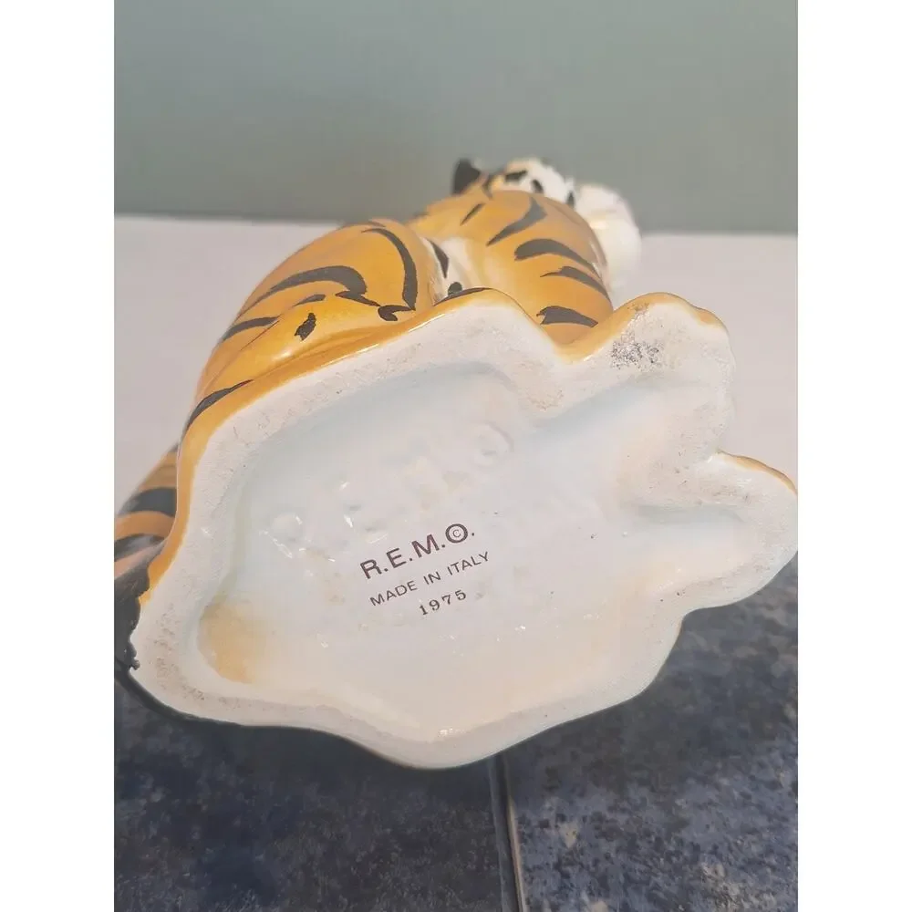Vintage 1975 R.E.M.O Italy Tiger Ceramic Pitcher Decanter MCM Art Pottery- NM!